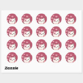 Sticker Rond Conception de chat mignon (Feuille)