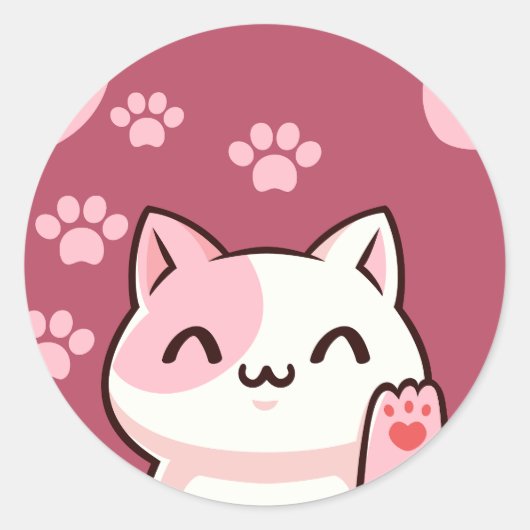 Sticker Rond Conception de chat mignon (Devant)