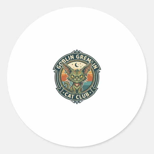 Sticker Rond Conception de chat mignon de lutin gremlin - Gobel (Devant)