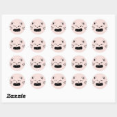 Sticker Rond Conception de chat mignon | Illustration féline ad (Feuille)