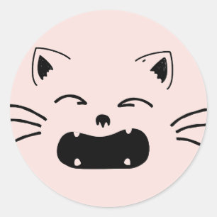Sticker Rond Conception de chat mignon   Illustration féline ad