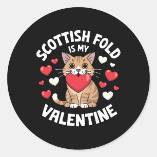Sticker Rond Conception de chat mignon Scottish Fold pour la Sa
