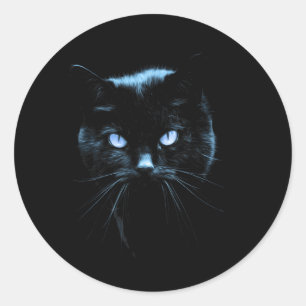 Sticker Rond Conception de chat noir Yeux de chats réalistes An