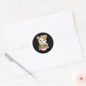 Sticker Rond Conception de chat Ramen style Kawaii drôle d'anim (Enveloppe)