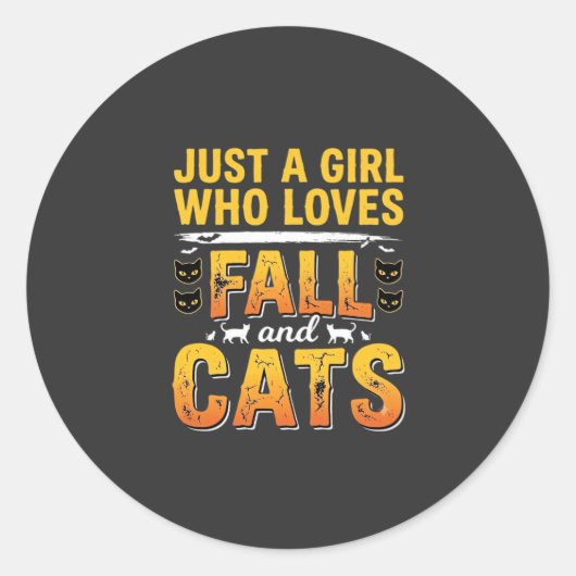 Sticker Rond Conception de chats d'automne Halloween fille_1 (Devant)