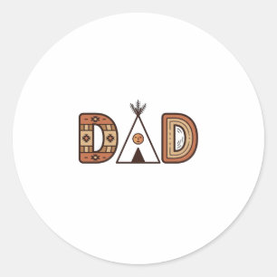 Sticker Rond Conception de chemise à lettrage Tipi Papa Coloré_