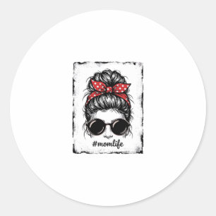 Sticker Rond Conception de chemise bandana Bun Messy Vintage Mo