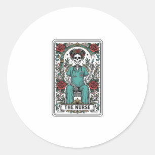Sticker Rond Conception de chemise de carte de tarot d'infirmiè