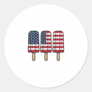 Sticker Rond Conception de chemise de drapeau de popsicle patri
