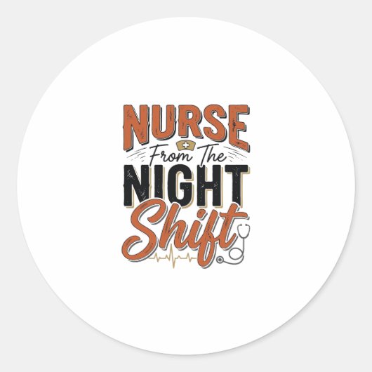 Sticker Rond Conception de chemise de nuit de garde d'infirmièr (Devant)