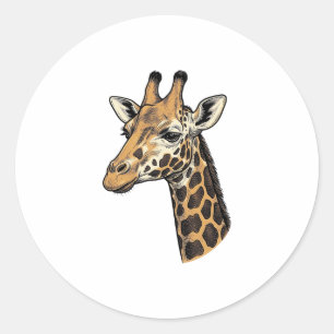 Sticker Rond Conception de chemise de portrait de girafe gravur