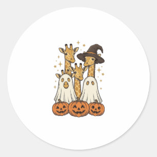 Sticker Rond Conception de chemise fantôme de girafe de Hallowe