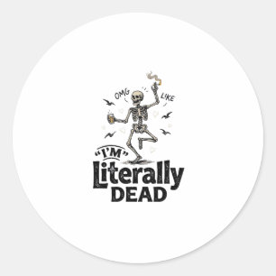 Sticker Rond Conception de chemise humoristique de squelette vi