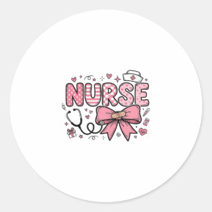 Sticker Rond Conception de chemise vectorielle Cute Nurse Bow H