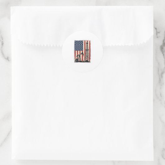 Sticker Rond Conception de chemise vectorielle du drapeau améri (Sac)