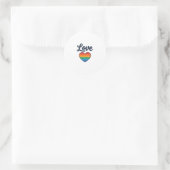 Sticker Rond Conception de chemise vectorielle Love Rainbow Hea (Sac)