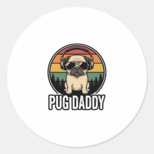 Sticker Rond Conception de chemise vectorielle pour chien Pug D