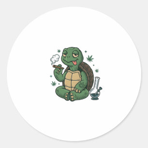 Sticker Rond Conception de chemise vectorielle tortue stoner vi