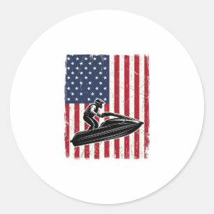 Sticker Rond Conception de chemise vectorielle vintage jet ski