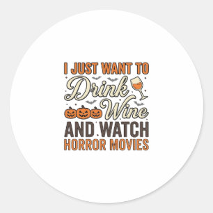 Sticker Rond Conception de chemise vintage de films d'horreur d