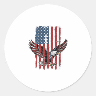 Sticker Rond Conception de chemise vintage drapeau aigle patrio