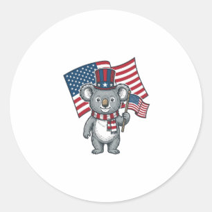 Sticker Rond Conception de chemise vintage patriotique koala dr