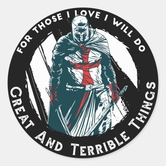 Sticker Rond Conception de citation de chevalier courageux (Devant)
