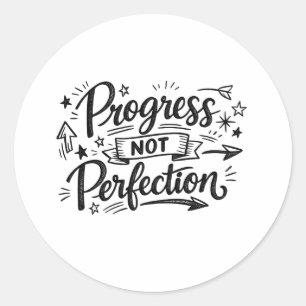 Sticker Rond Conception de citation motivationnelle de progrès