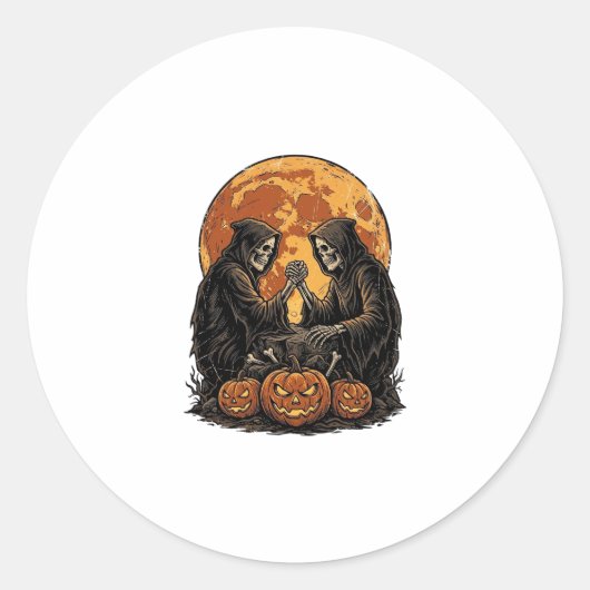 Sticker Rond Conception de citrouille de Halloween de faucheurs (Devant)
