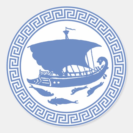 Sticker Rond Conception de clé grecque (Devant)