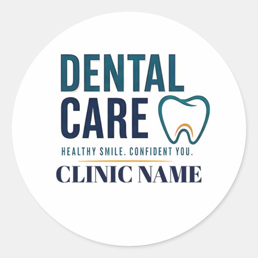 Sticker Rond Conception de clinique de soins dentaires (Devant)
