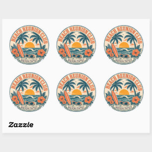 Sticker Rond Conception de club de retrouvailles de plage perso