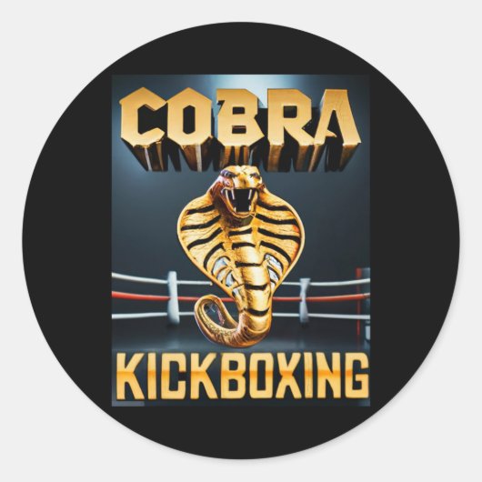 Sticker Rond Conception de Cobra Kickboxing par Don Castillo (Devant)