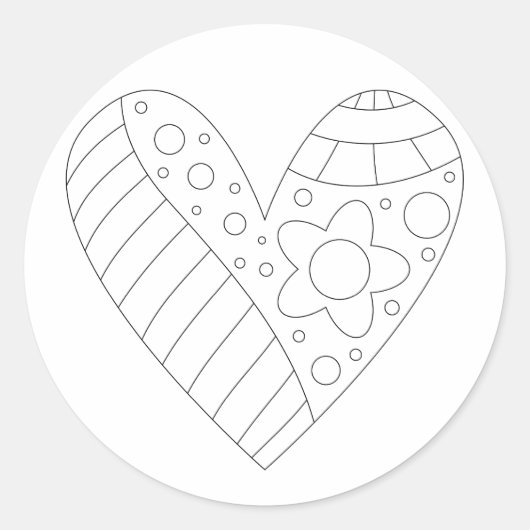 Sticker Rond Conception de coloration cardiaque (Devant)