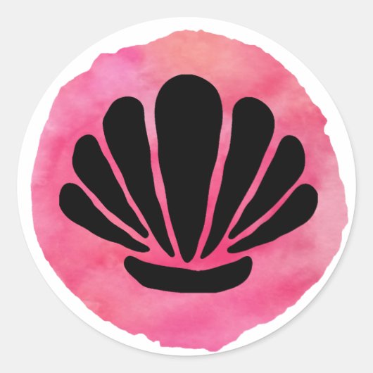 Sticker Rond Conception de coquille rose (Devant)