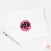 Sticker Rond Conception de coquille rose (Enveloppe)