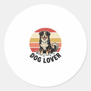 Sticker Rond Conception de coucher de soleil de chien mignon gr