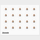 Sticker Rond Conception de coucher de soleil de chien mignon gr (Feuille)