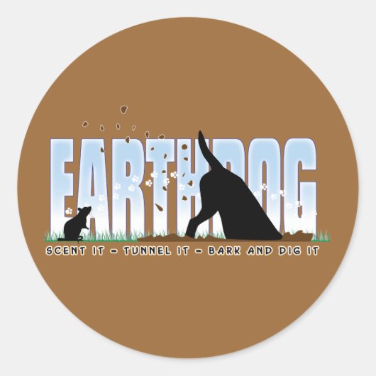 Sticker Rond Conception de couleur pour chien de terre (Devant)