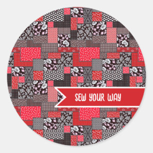 Sticker Rond Conception de couture personnalisée Patchwork Coud