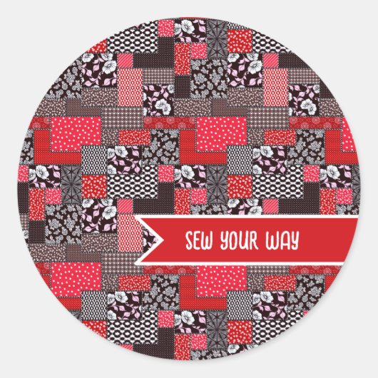 Sticker Rond Conception de couture personnalisée Patchwork Coud (Devant)