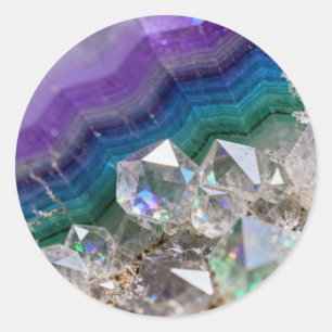 Sticker Rond Conception de cristal vibrant de fusion de quartz 