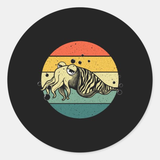 Sticker Rond Conception de cuttlefish mignonne pour hommes et f (Devant)