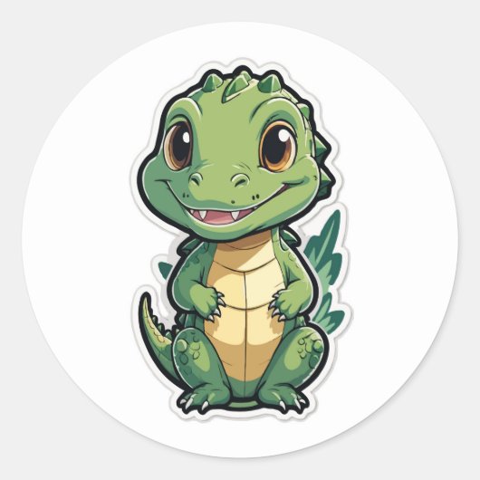 Sticker Rond Conception de dessin adorable pour bébé Alligator (Devant)