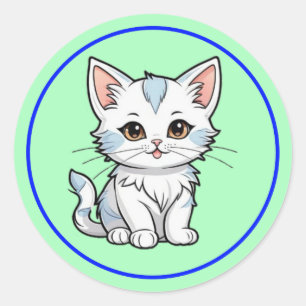 Sticker Rond Conception de dessin en ligne de dessin animé de c