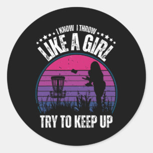 Sticker Rond Conception de disque de golf rétro pour femmes Fil