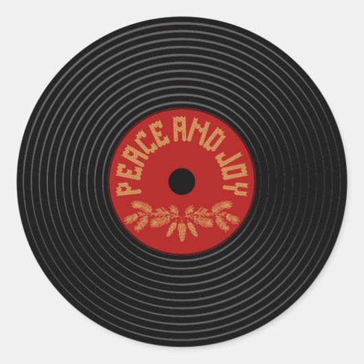 Sticker Rond Conception de disques vinyle Peace and joy (Devant)