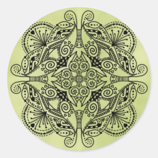 Sticker Rond Conception de doodle vert (Devant)