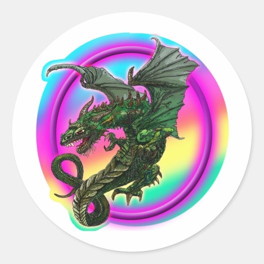 Sticker Rond Conception de dragon (Devant)