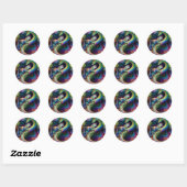Sticker Rond Conception de dragon de rounds psychédéliques (Feuille)